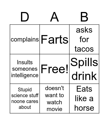 JT sux Bingo Card