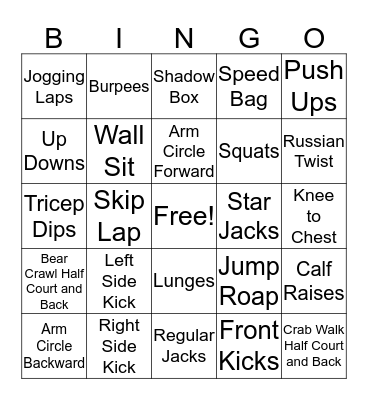 PE FITNESS BINGO Card