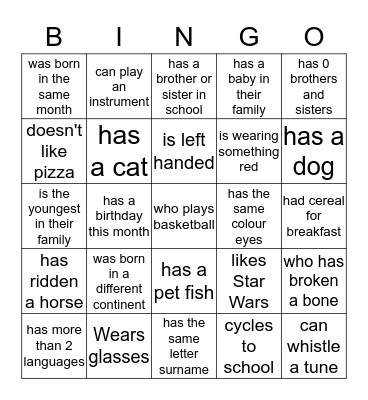 Find someone who Bingo Card