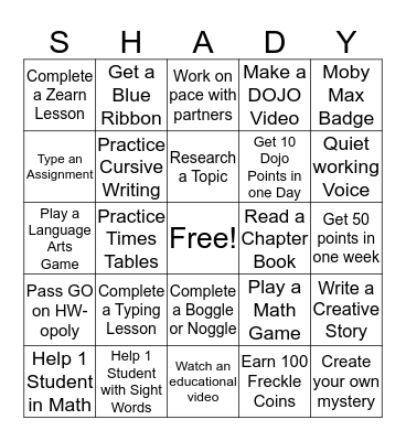 Amier's Challenge Bingo Card