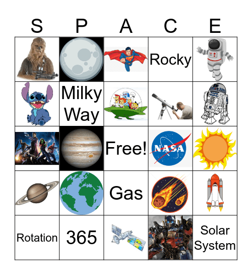 SPACE BINGO Card