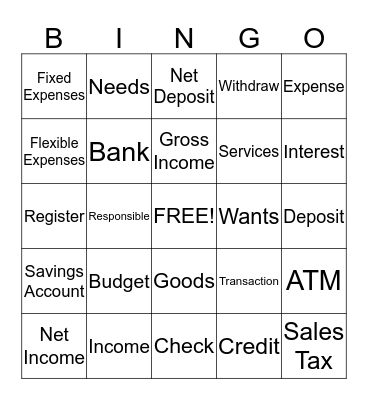 Banks & Budgets BINGO Card