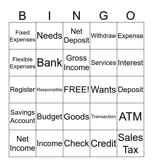 Banks & Budgets BINGO Card
