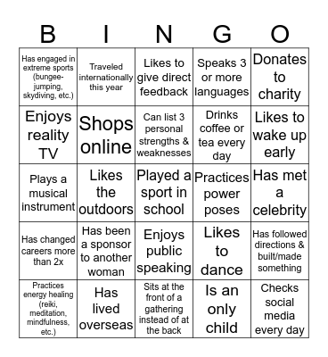 GTKY Bingo Card