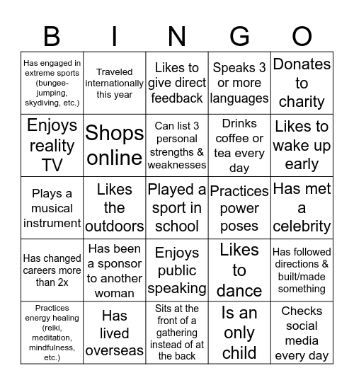 GTKY Bingo Card