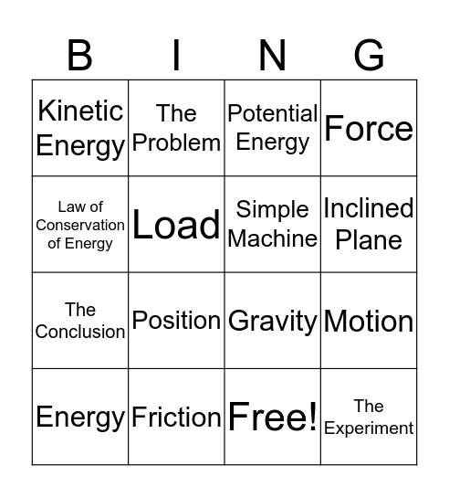 Unit 6 Vocabulary Bingo Card