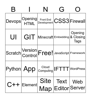 Code Ninjas Bingo Card