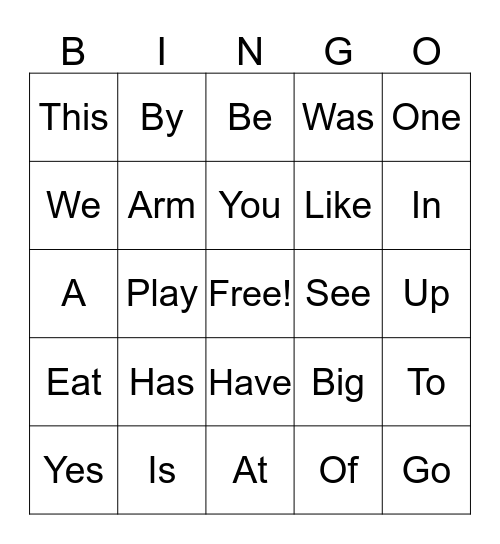 Maci's Sight Words #1 Bingo Card