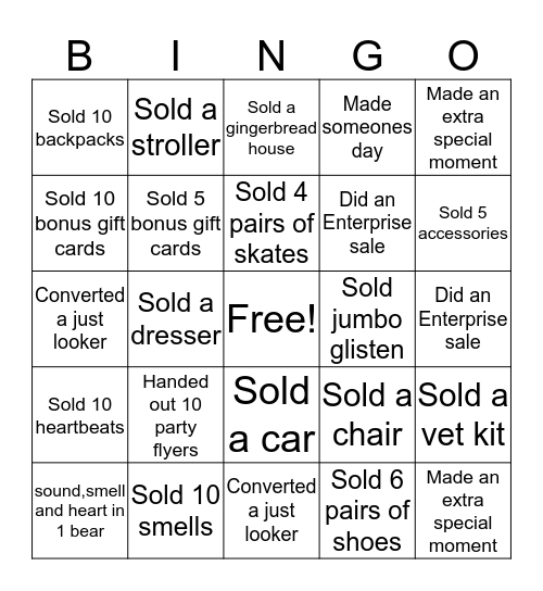 Build a Bear Bingo Card