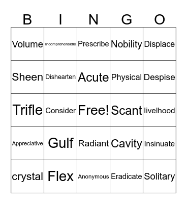 Chapter 4 Bingo Card