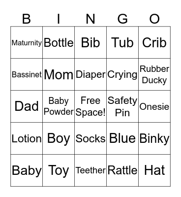 Baby Bingo Card