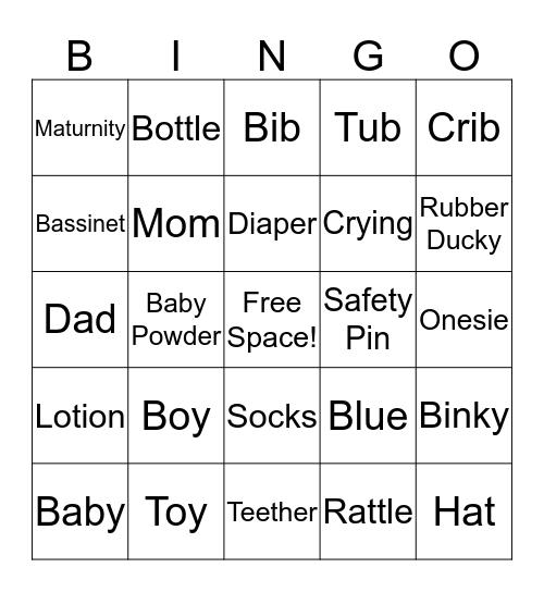 Baby Bingo Card