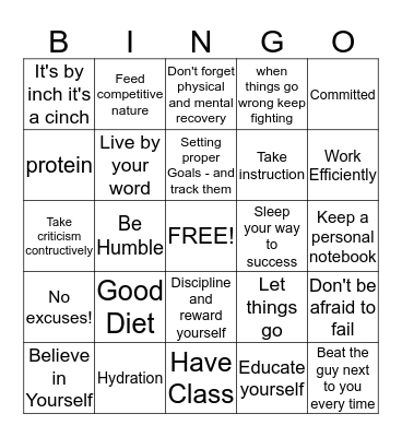 habits of highly effective athletes  Bingo Card