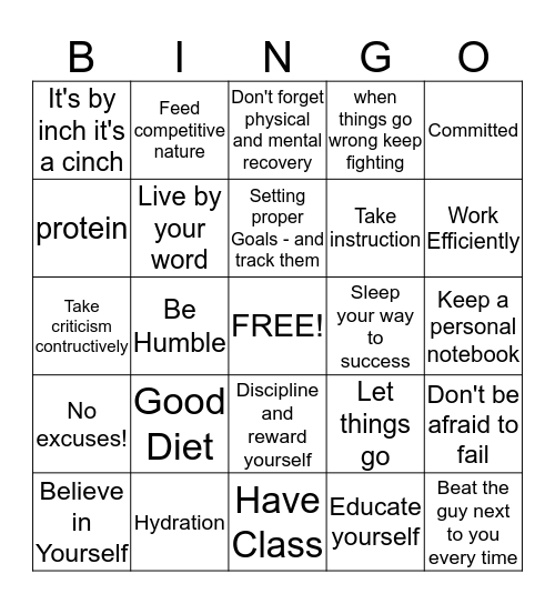 habits of highly effective athletes  Bingo Card