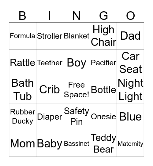 Baby Bingo Card