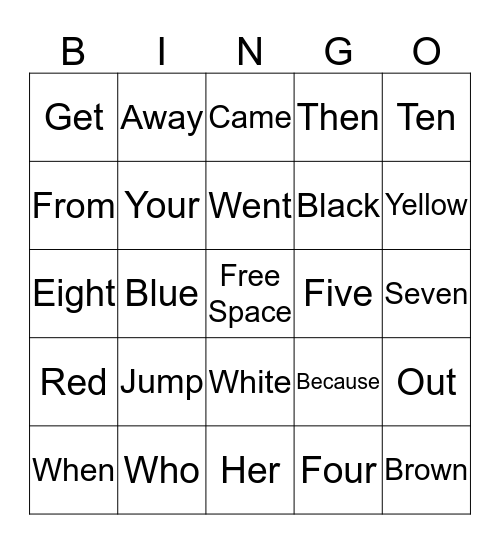 Maci's Sight Word Bingo #4 Bingo Card