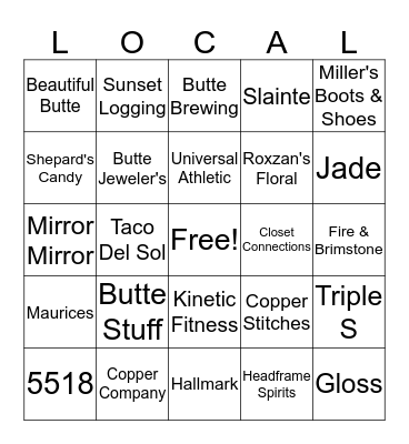 Small Biz Saturday Bingo Card