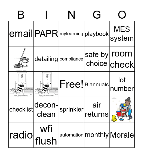 Clean room Bingo Card