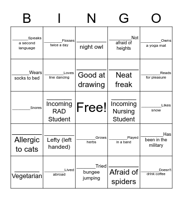 Who are You? Bingo Card