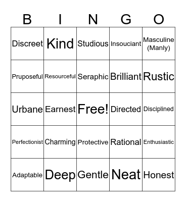 People and Their Characteristics Bingo Card