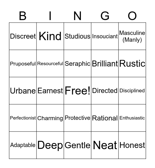 People and Their Characteristics Bingo Card