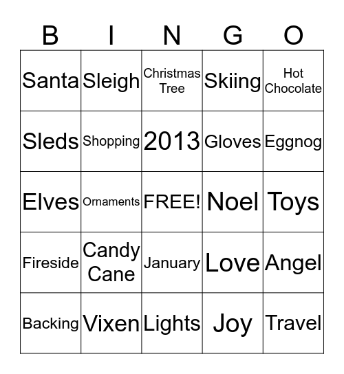 **HOLIDAY BINGO** Bingo Card