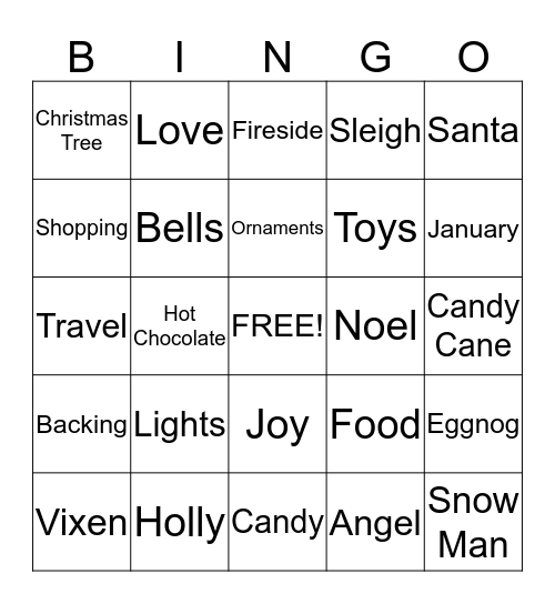 **HOLIDAY BINGO** Bingo Card