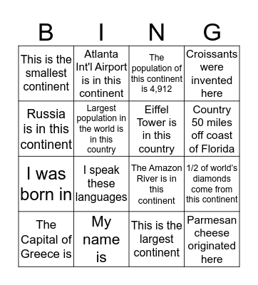 International Education Week Bingo Card Bingo Card