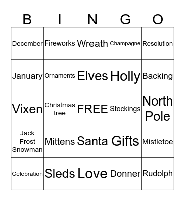 **HOLIDAY BINGO** Bingo Card