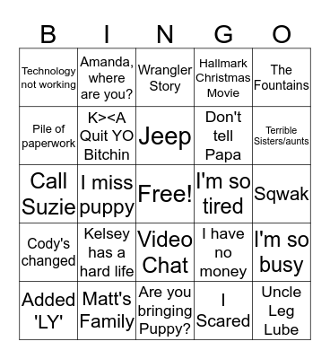 Family Bingo-m Bingo Card