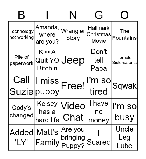 Family Bingo-m Bingo Card