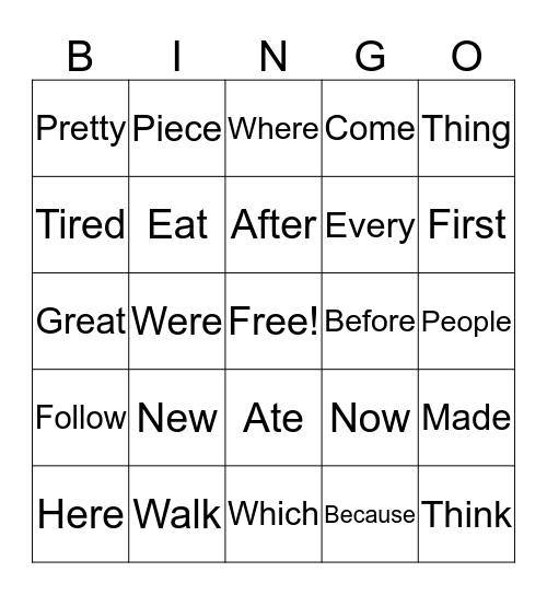 School Bingo Card