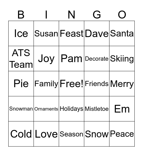 HOLIDAY BINGO Card