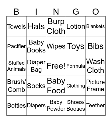 Baby Jesus Shower Bingo Card