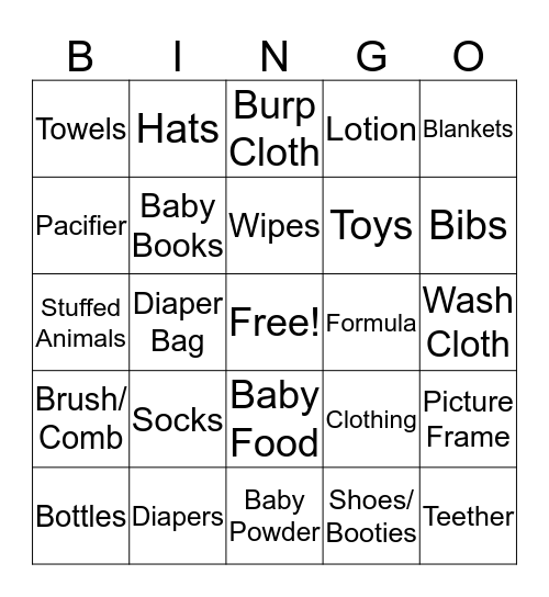Baby Jesus Shower Bingo Card