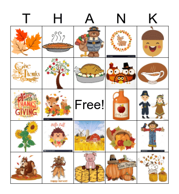 Thanksgiving Bingo Card