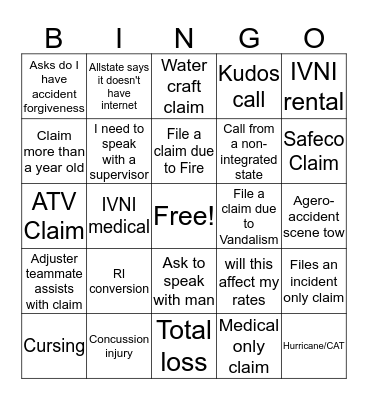 FNOL BINGO 11/12-11/16 Bingo Card