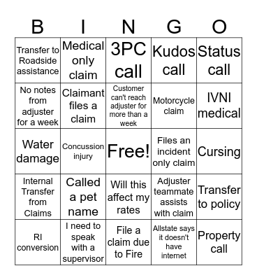 FNOL BINGO 11/12-11/16 Bingo Card