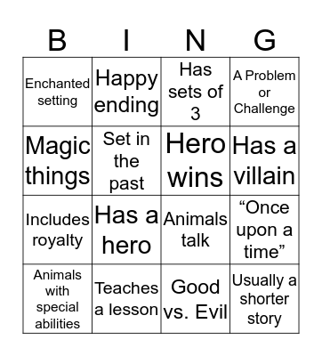 Fiarytale Bingo Card