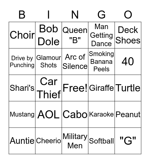 Queen "B" Bingo Card