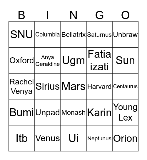 ZAREE PASTI BISA!!  Bingo Card