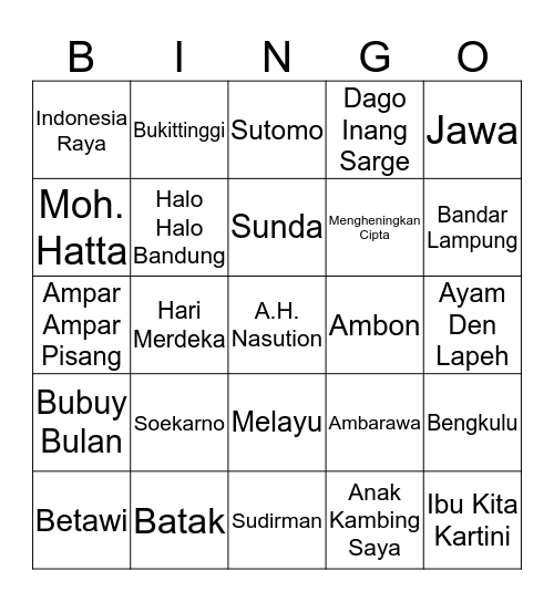 BINGO edisi Hari Pahlawan Bingo Card