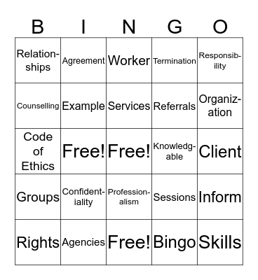 Responsibility to the Client Bingo Card