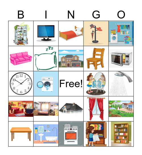 Parts of the House & Furniture Bingo Card