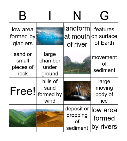 Landforms and WED Bingo Card