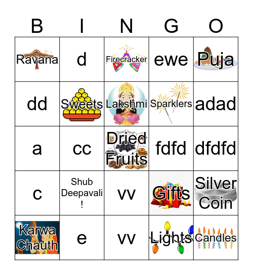 Diwali Bingo Card