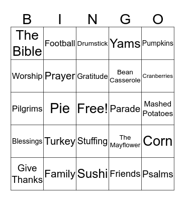 Thanksgiving Bingo Card