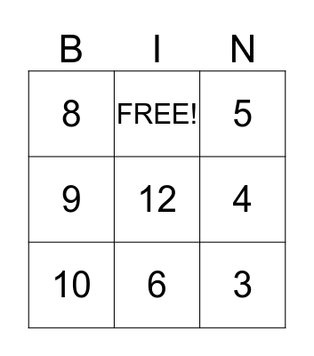 Number Bingo Card