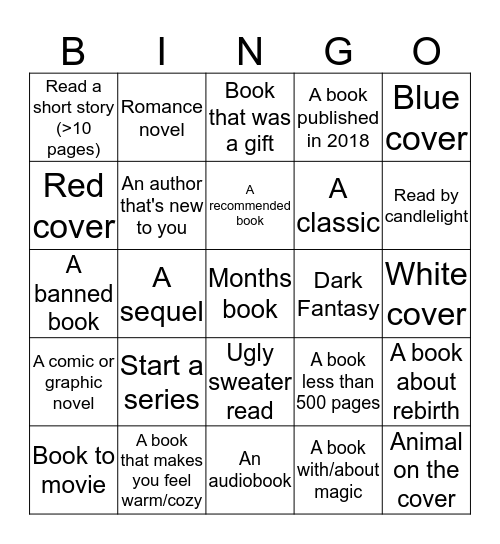 Yule/Winter Readathon Bingo Card