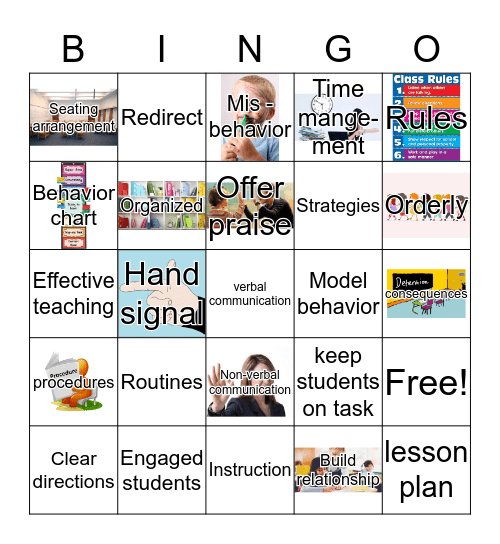 classroom management  Bingo Card